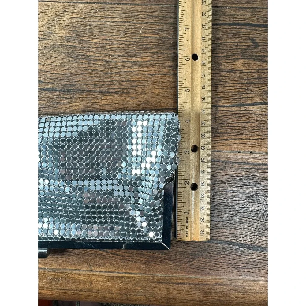 Silver Mesh Evening Clutch Bag with Chain Strap‎ Elegant Party Purse
